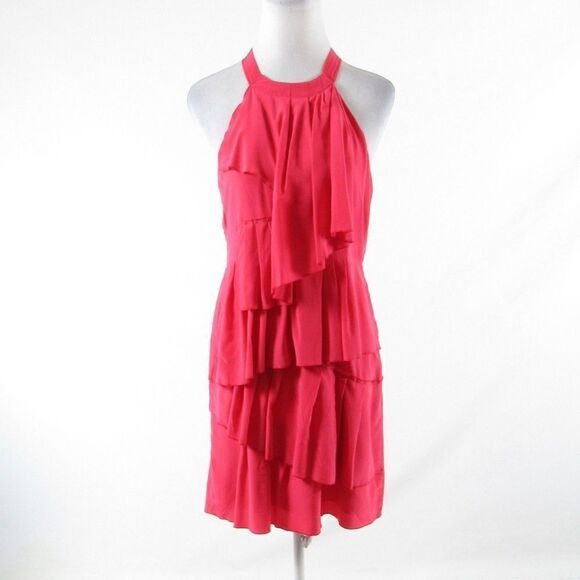BCBG Max Azria red tiered dress 6 - Picture 1 of 8